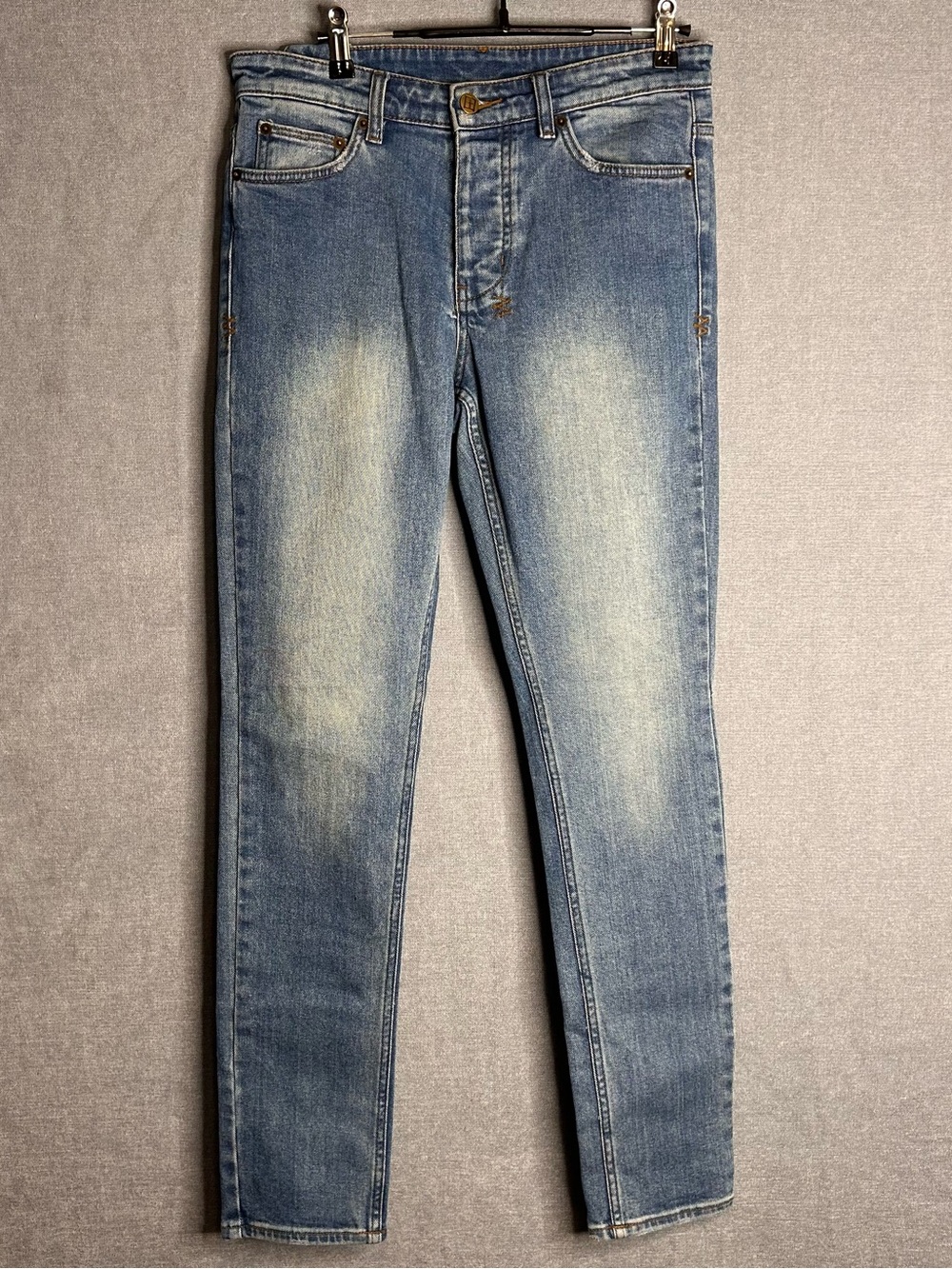 Ksubi Chitch Jeans Mens 30 Blue Slim Tapered Stretch Distressed Denim Pants